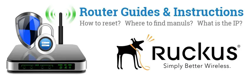 Image of a Ruckus Wireless router with 'Router Reset Instructions'-text and the Ruckus Wireless logo